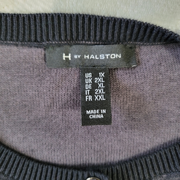 H By Halston Black Gray Knit Long Sleeve Cardigan Sweater Layering Size 1X - Picture 6 of 9